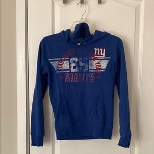Women’s NFL New York Giants Blue Hoodie with Retro Logo (XS)